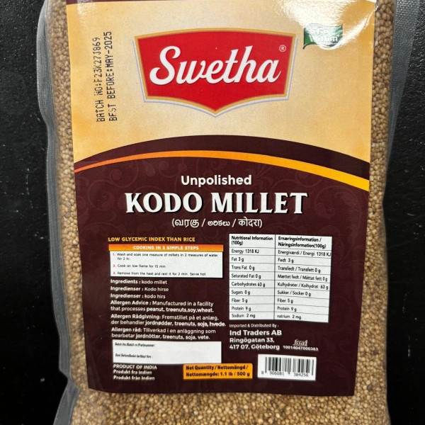 Telugu Foods Swetha – Unpolished Kodo Millet 500 Grams